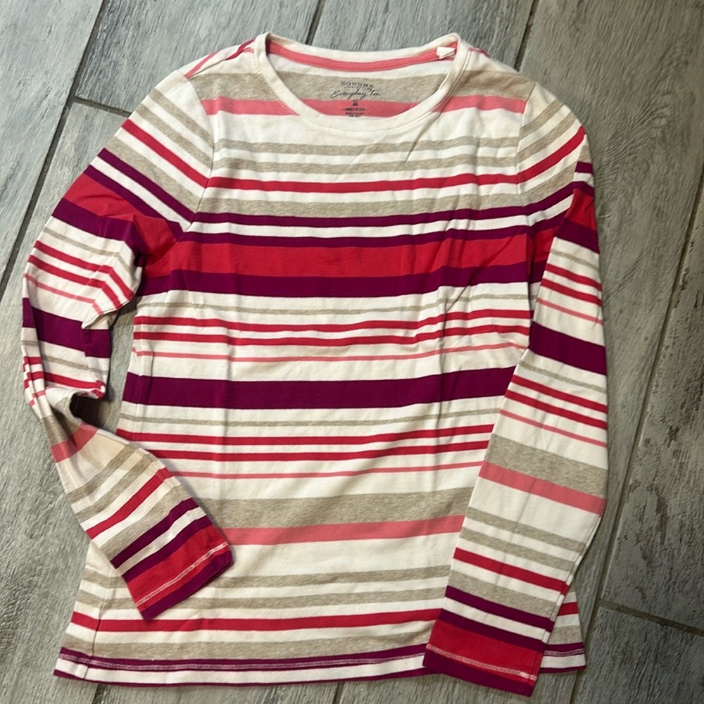 Sonoma Women’s Long Sleeve Everyday Striped Layering Tee Medium